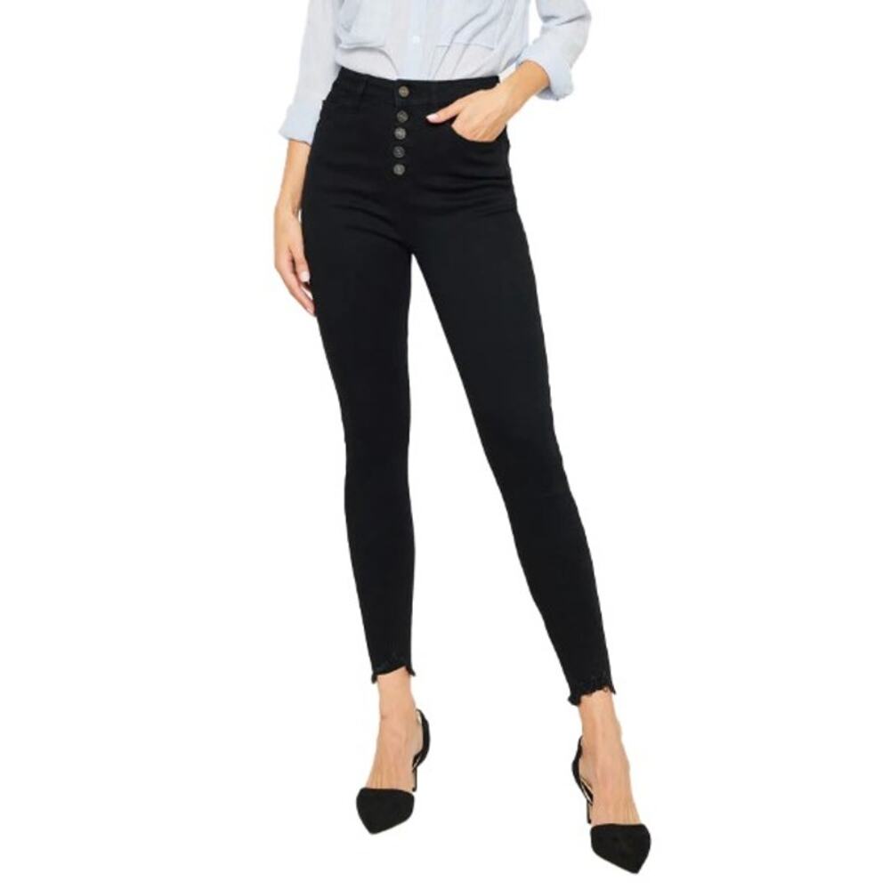 KanCan NWT Plus Brooks Denim Black Distressed High Rise Super Skinny 3XL